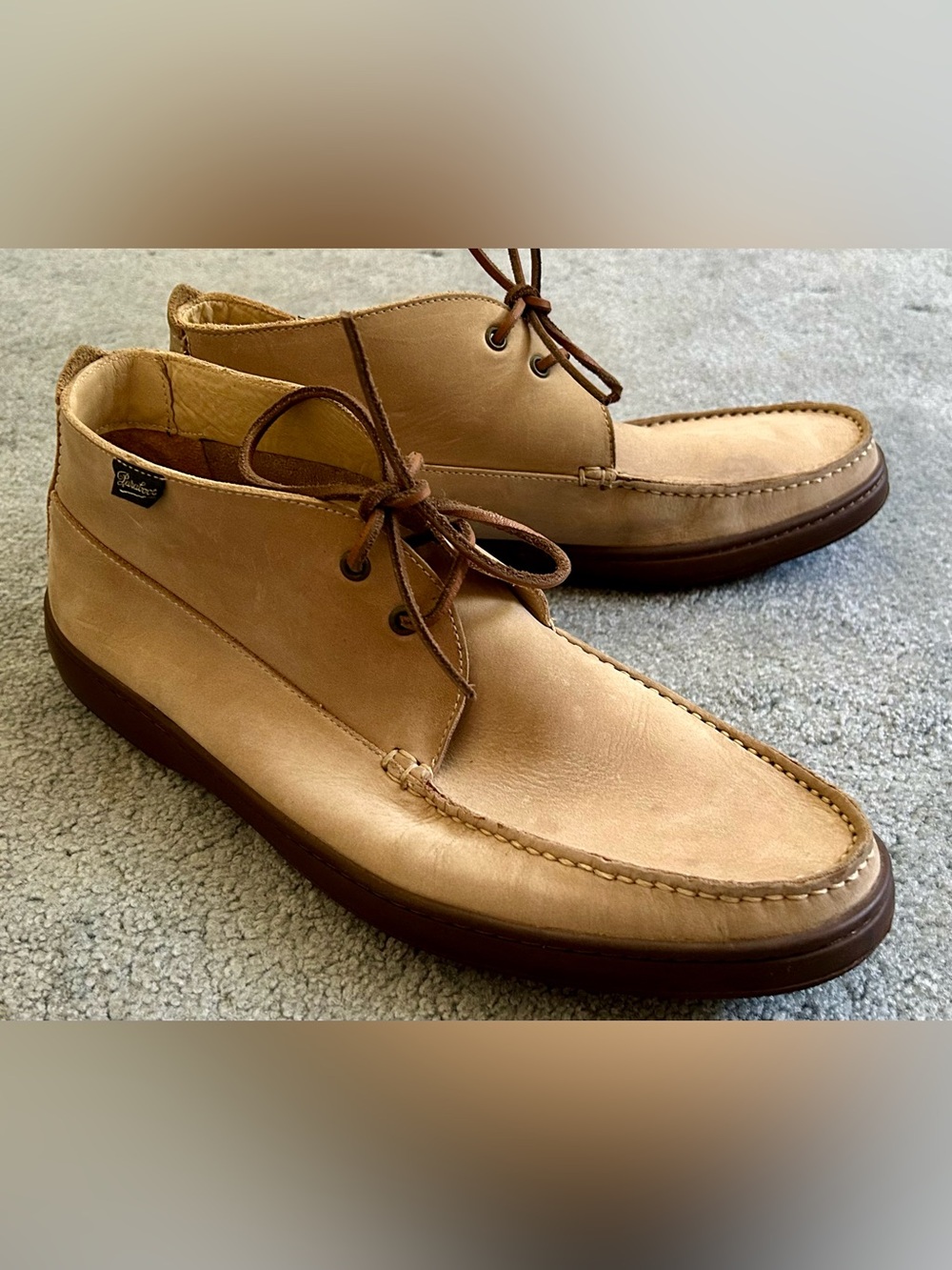 Paraboot Véritable Mocassin Cousu Main Leather Chukka Boots - 10.5 - Tan